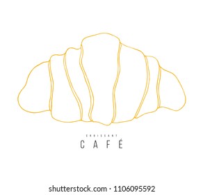 Hand drawn croissant. Contour vector illustration. Bakery logo design