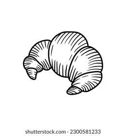 Hand Drawn Croissant doodle vector line art