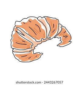 hand drawn croissant doodle vector sketch on white background