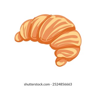 Croissant dibujado a mano. Comida, dulces, pasteles. Ilustración vectorial en estilo plano.