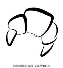 Hand drawn croissant isolated on white backgroun. Vector illustration. Perfect for design menu cafe,bistro, restaurant, label and packaging.