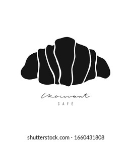 Hand drawn croissant shape. Vector bakery illustration. Cafe logo design