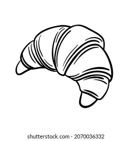Hand drawn croissant. Simple icon for bakery menu or logo