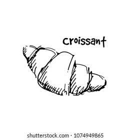 Hand drawn croissant. Sketch, vector illustration.