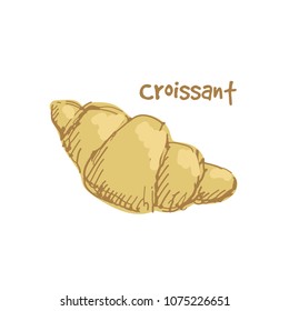 Hand drawn croissant. Sketch, vector illustration.