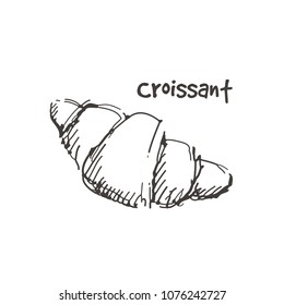 Hand drawn croissant. Sketch, vector illustration.