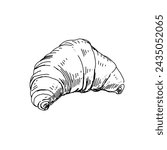 Hand drawn croissant vector illustration. Outline sketch style croissant on white background