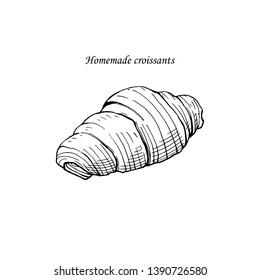 Hand drawn Croissant vector illustration eps10 , Sketch Croissant vintage style on white background,
Home Mate Croissant.