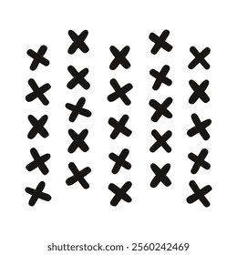 Hand drawn cross brush strokes pattern. Doodle x mark, rejected icon lines elements