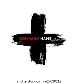 Hand drawn cross. Grunge cross. Cross made with brush stroke on isolated background