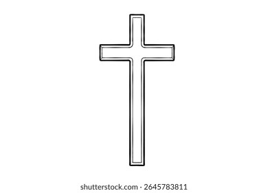 hand drawn cross line art illustration