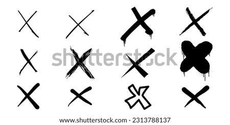 Hand drawn cross mark. doodle set of wrong sign or false mark. vector illustration