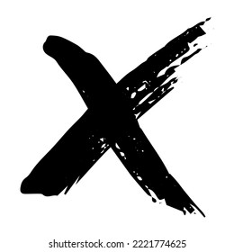 Hand drawn cross mark illustration. Marker wrong sign clipart. Ink scribble checkbox. Single element