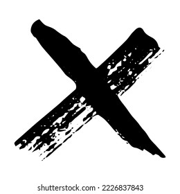 Hand drawn cross mark illustration. Marker wrong sign clipart. Ink scribble checkbox. Single element