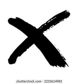 Hand drawn cross mark illustration. Marker wrong sign clipart. Ink scribble checkbox. Single element
