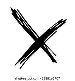 Ilustración cruzada dibujada a mano. Marcador de signo incorrecto. Casilla de verificación Grabar garabato. Elemento único