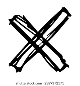 Hand drawn cross mark illustration. Marker wrong sign clipart. Ink scribble checkbox. Single element