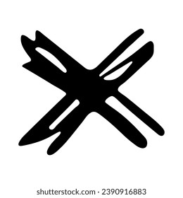 Hand drawn cross mark illustration. Marker wrong sign clipart. Ink scribble checkbox. Single element