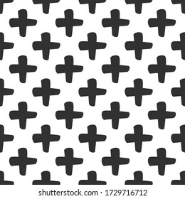 Hand drawn Cross or plus seamless pattern. Stock vector illustration