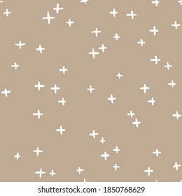 Hand drawn cross and plus sign.Crosses vector seamless pattern. Black paint brush strokes geometrical pattern for wallpaper, web page background, textile design, graphic design.