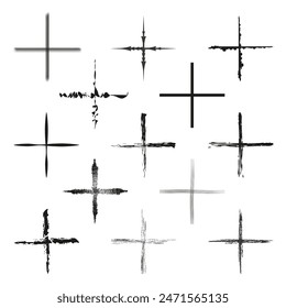 Hand drawn cross set. Diverse artistic styles. Black and white. Vector elements.