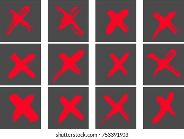 Hand drawn cross signs vector set. Isolated on grey background
