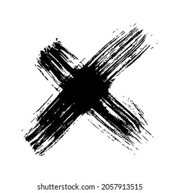 Hand drawn cross symbol. Black sketch cross symbol on white background. Vector illustration
