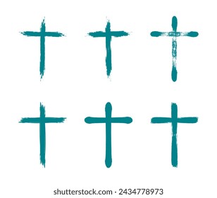 Hand drawn cross symbol Japanese brush vector illustration.