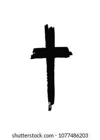 Hand drawn cross. Vector cross. The cross is made with a brush