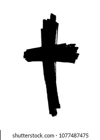 Hand drawn cross. Vector cross. The cross is made with a brush