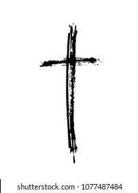 Hand drawn cross. Vector cross. The cross is made with a brush