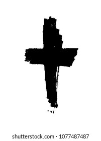 Hand drawn cross. Vector cross. The cross is made with a brush