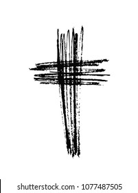 Hand drawn cross. Vector cross. The cross is made with a brush