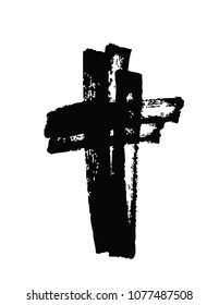 Hand drawn cross. Vector cross. The cross is made with a brush