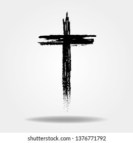 Hand drawn cross. Vector cross. The cross is made with a brush