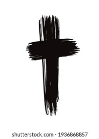 Hand drawn cross. Vector cross. The cross is made with a brush