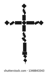 Hand drawn cross. Vector cross in the style of Gothic calligraphy. The cross is made with a brush. Vector illustration 