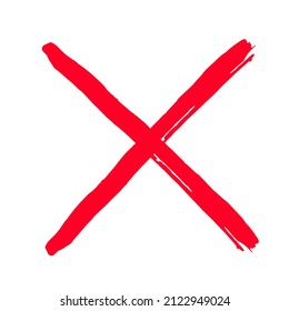 Icono de ilustración del vector de trazo de pincel x trazo con mano. Marca el diseño gráfico de símbolos incorrecto. Marque el símbolo NO para votar en la casilla de verificación, web, etc.