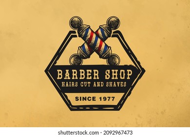 hand drawn crossed barber pole, vintage barber shop logo Designs Inspiration Isolated on White Background