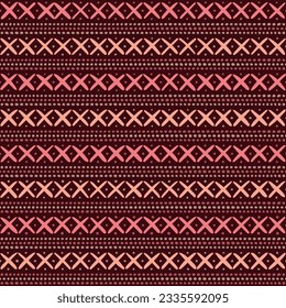 hand drawn crosses, dots. ethnic motif. maroon repetitive background. vector seamless pattern. geometric illustration. fabric swatch. wrapping paper. continuous design element for textile, home decor