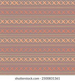 hand drawn crosses and dots in warm colors. ethnic motif. gray geometric repetitive background. vector seamless pattern. fabric swatch. design template for textile