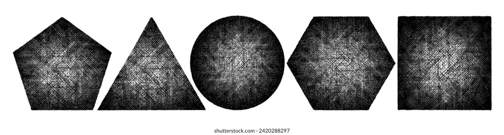 Hand drawn Crosshatch Shapes with a Rough Pen and Ink Texture