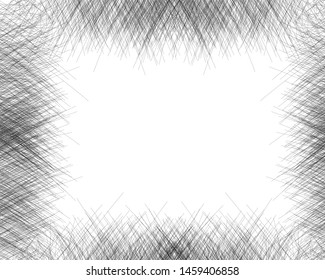 Hand drawn cross-hatching with a pencil. Frame. Oblique grey fine lines, scribble, Doodle, daub. Vector design element with the ability to overlay. Isolated background.