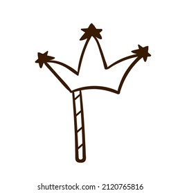 Hand drawn crown. Birthday clipart in doodle style.  Holiday attributes for purim, photo props, design of a fun party. Vector Isolated illustration on a white background. 