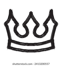Hand drawn crown with brush stroke texture paint style