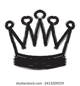 Hand drawn crown with brush stroke texture paint style