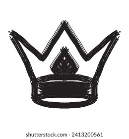 Hand drawn crown with brush stroke texture paint style