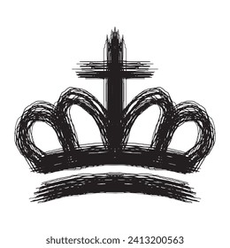Hand drawn crown with brush stroke texture paint style