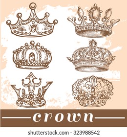 "hand drawn crown collection" for design