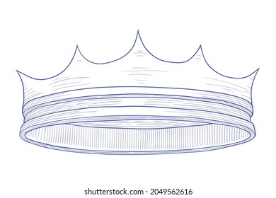 Hand drawn crown in doodle style. Drawing on a white background.